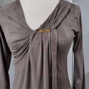 Long sleeve , grey suede dress